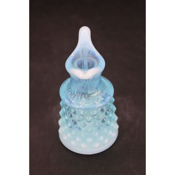Fenton Blue Opalescent Hobnail Oil Cruet Mini Pitcher Clear No Stopper - Picture 3 of 9